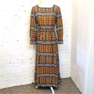 Tori Richard Honolulu vtg 70s maxi dress mixed print m